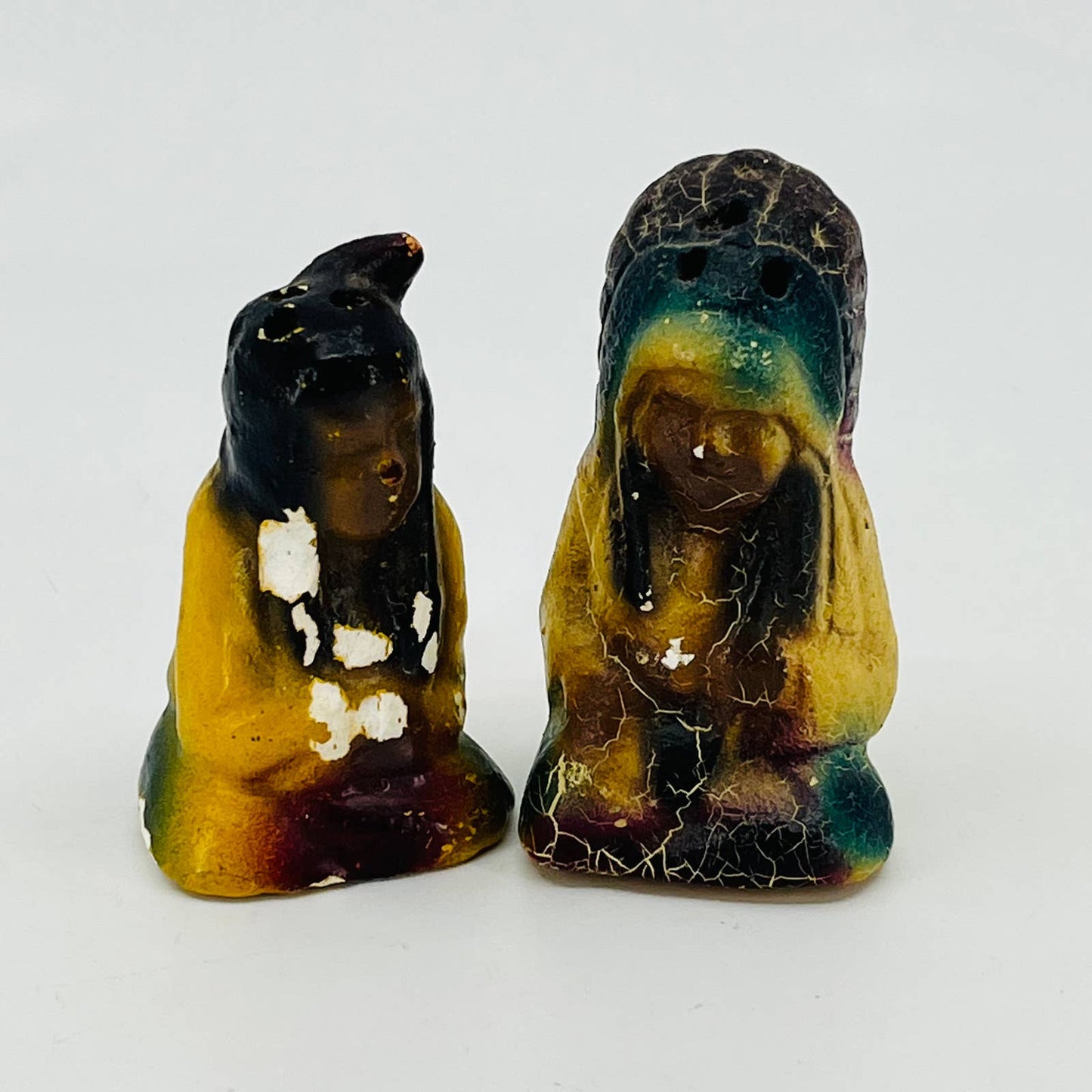 Vintage 1947 Indian Native American Chief Man and Woman Salt and Pepper Utah TB5