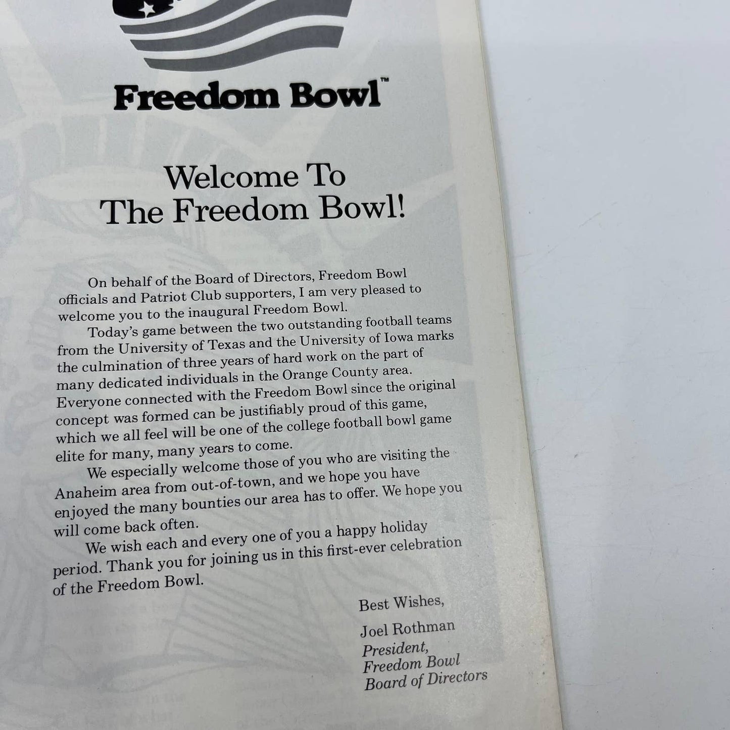 Iowa Hawkeyes vs. Texas Longhorns 1984 Freedom Bowl Program TD2