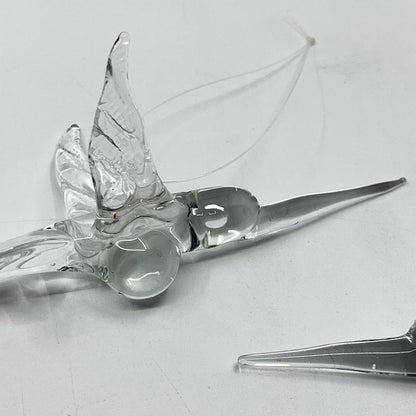 Vintage Blown Art Glass Hummingbird Christmas Ornament Set of 2 SC8