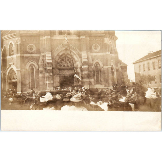 Antique Postcard RPPC Illinois Aurora St Nicholas Church SE8