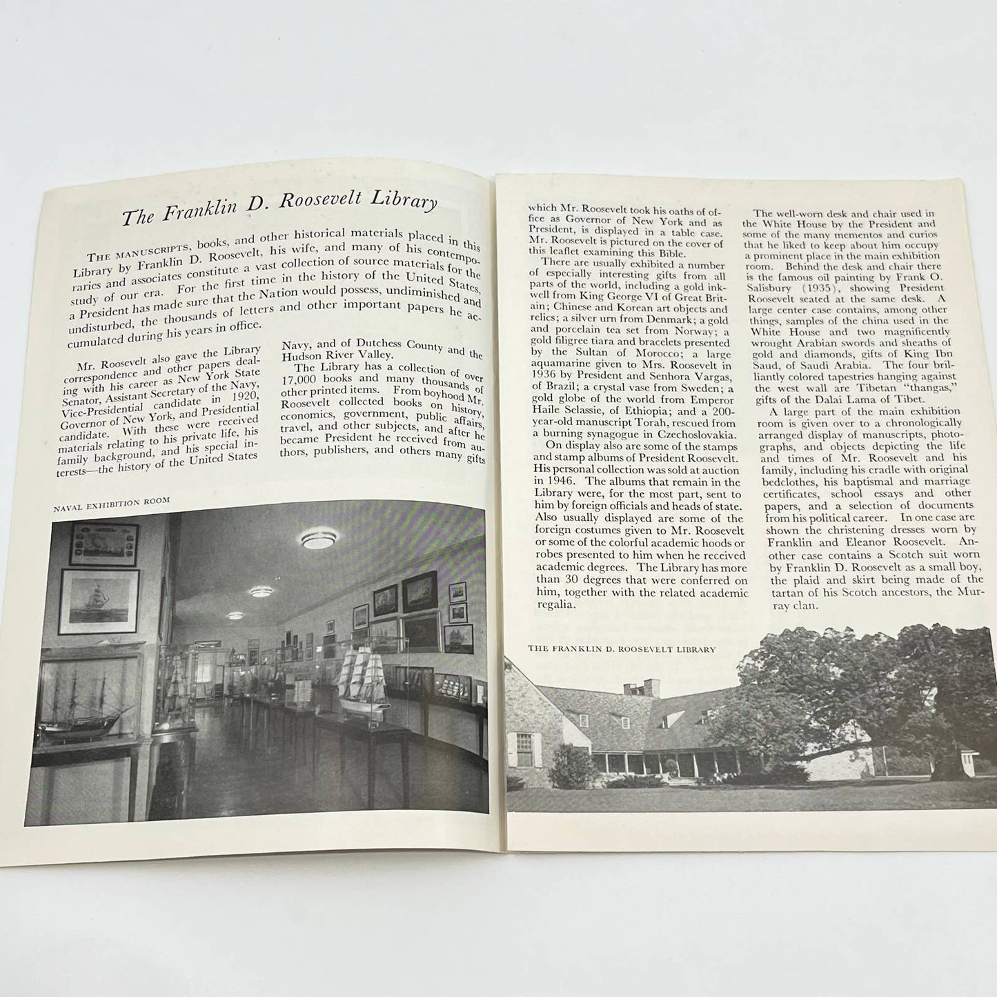 1951 The Franklin D. Roosevelt Library Hyde Park NY Tourist Info Booklet AB3