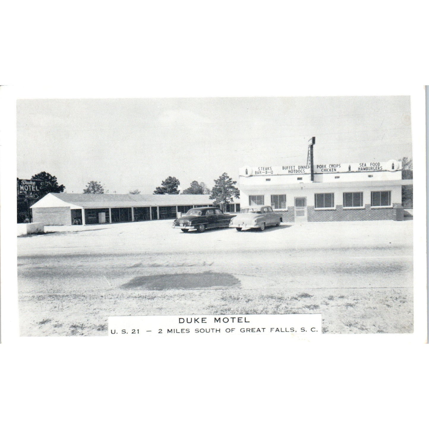 Duke Motel Great Falls South Carolina - Original Postcard P3-4