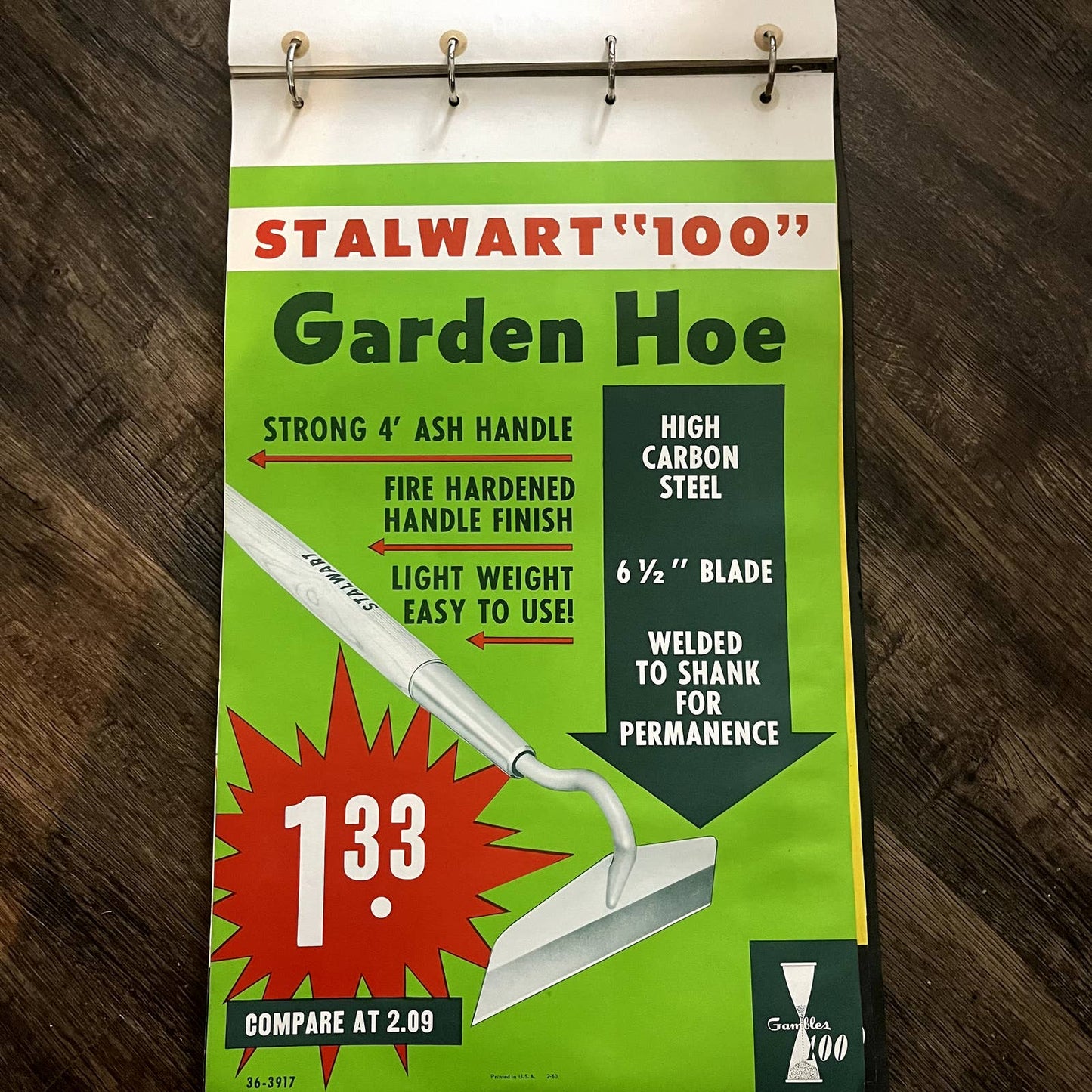 1960 Stalwart Garden Hoe Gambles Retail Store Display Advertising Poster 13.5x20