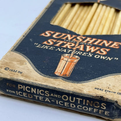 Vintage 1932 Full Box Sunshine Straws Hertz Straw Co. Like Nature’s Own TF5