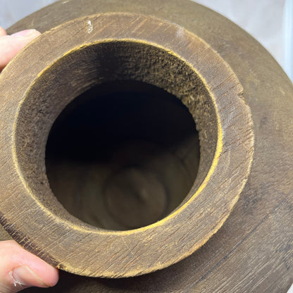 Large 18" Handmade Solid Wood Urn Vase With Finial Cap