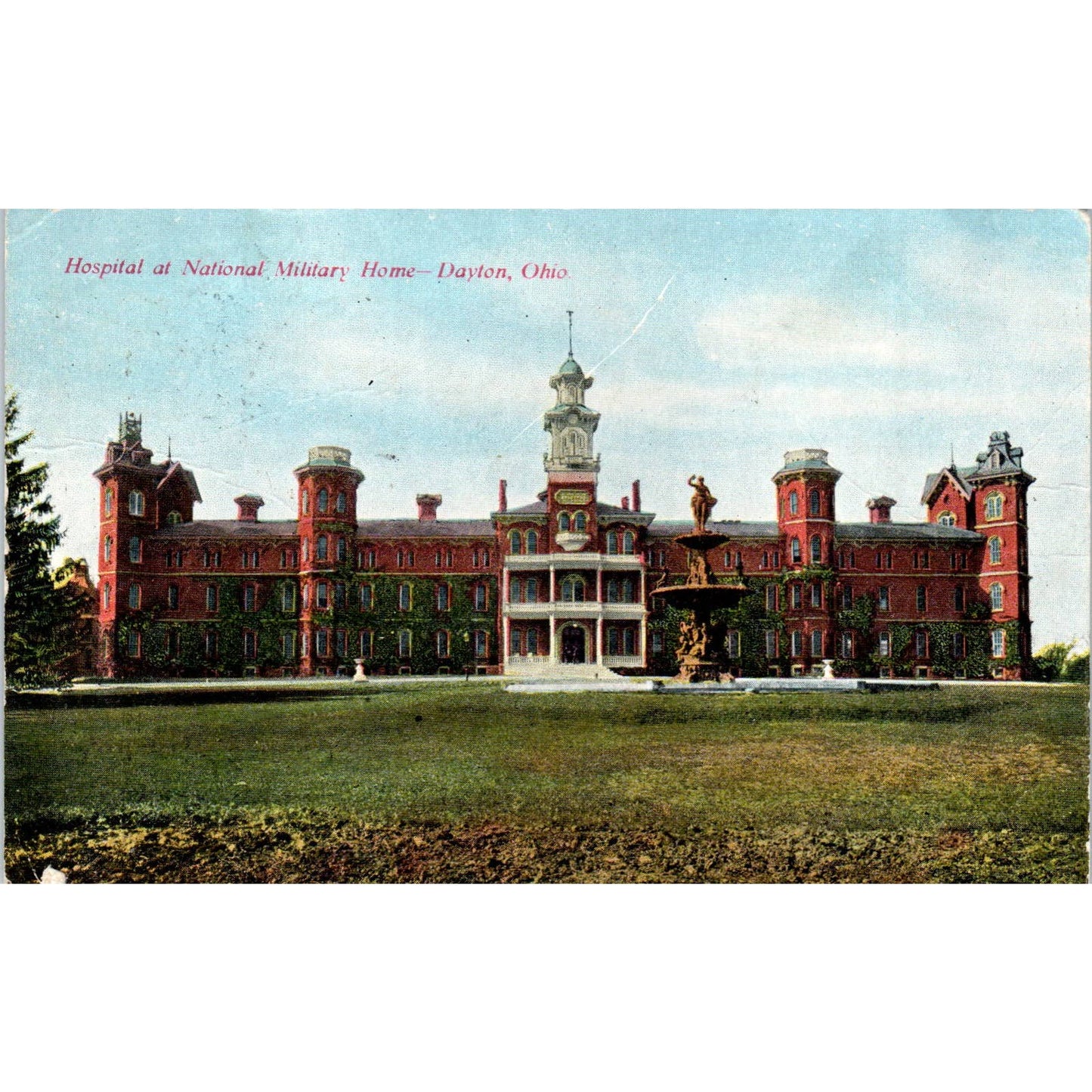 1908 Postcard Hospital at National Military Home Dayton Ohio TD9