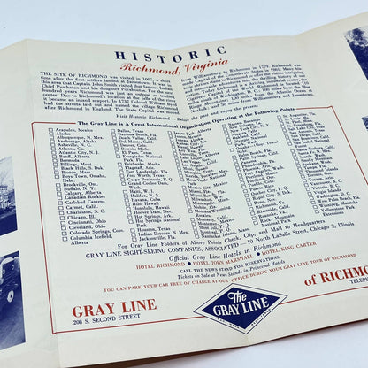 1958 The Gray Line Richmond Virginia Tourist Brochure AB2