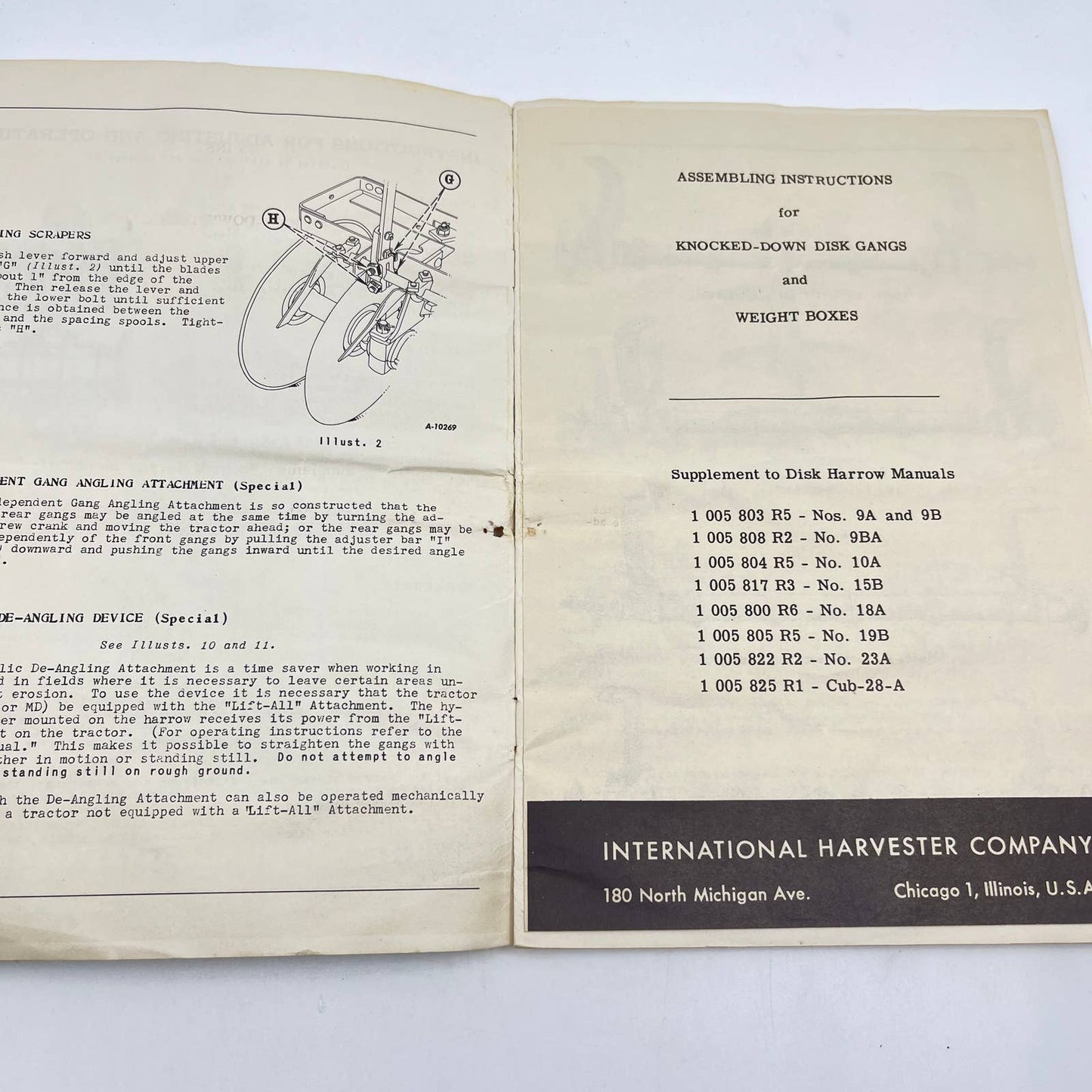 1951 McCormick Deering No. 10-A Tractor Disk Harrow Owners Manual IH TC6
