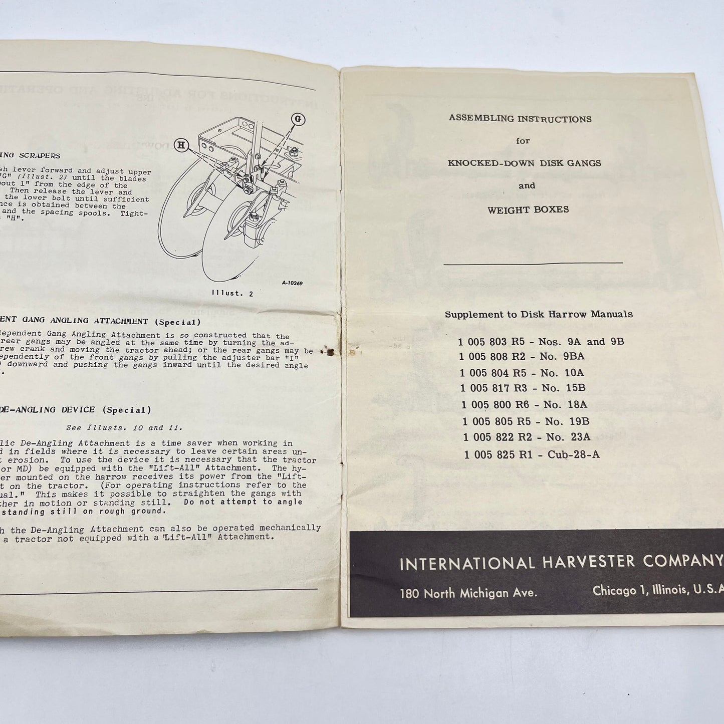 1951 McCormick Deering No. 10-A Tractor Disk Harrow Owners Manual IH L4-5
