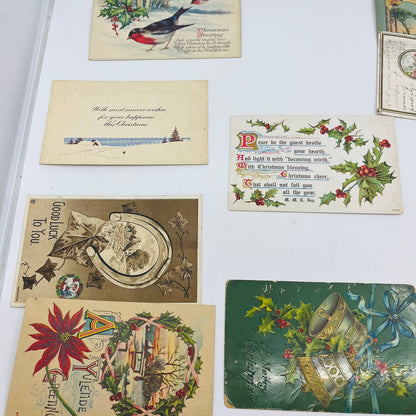 Antique 1900-30 Huge 22pc Christmas Post Card Lot Embossed Gilt Dresden TD1-3