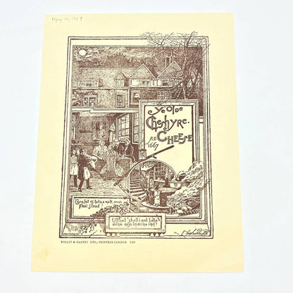 1957 Ye Olde Cheshire Cheese Restaurant Menu Fleet Street London England FL3