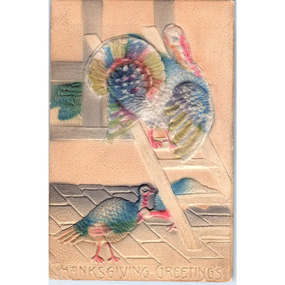 Thanksgiving Embossed Air Brushed Turkey c1910 Original Postcard TK1-22