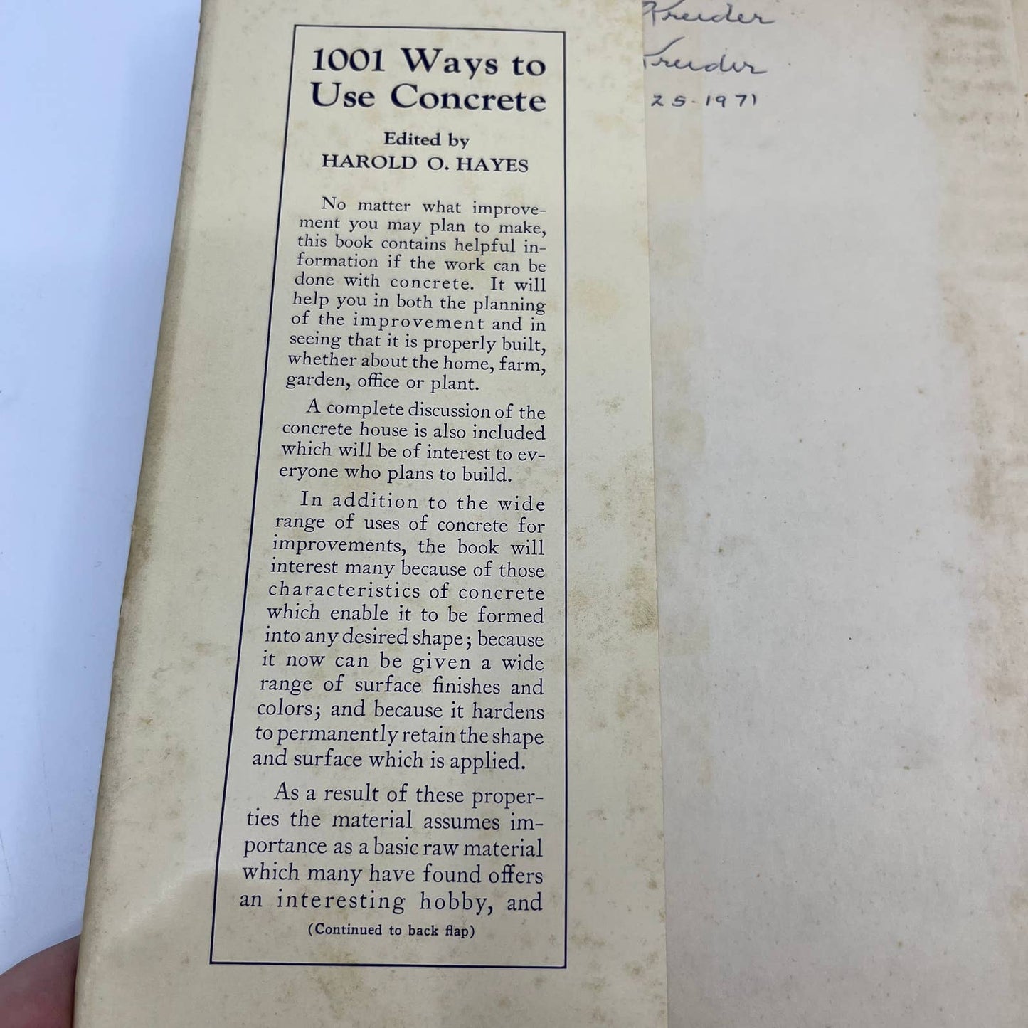 1001 Ways To Use Concrete Popular Mechanics 1941 H/C D/J TH6