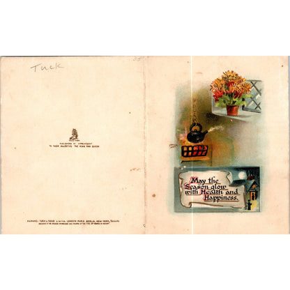 Raphael Tuck Folding Season's Greetings Holiday Card Original Postcard P2-4