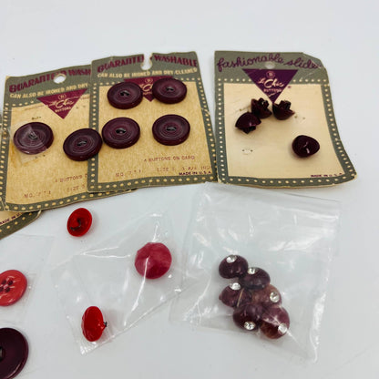 Lot of Vintage Red Maroon Buttons TA6