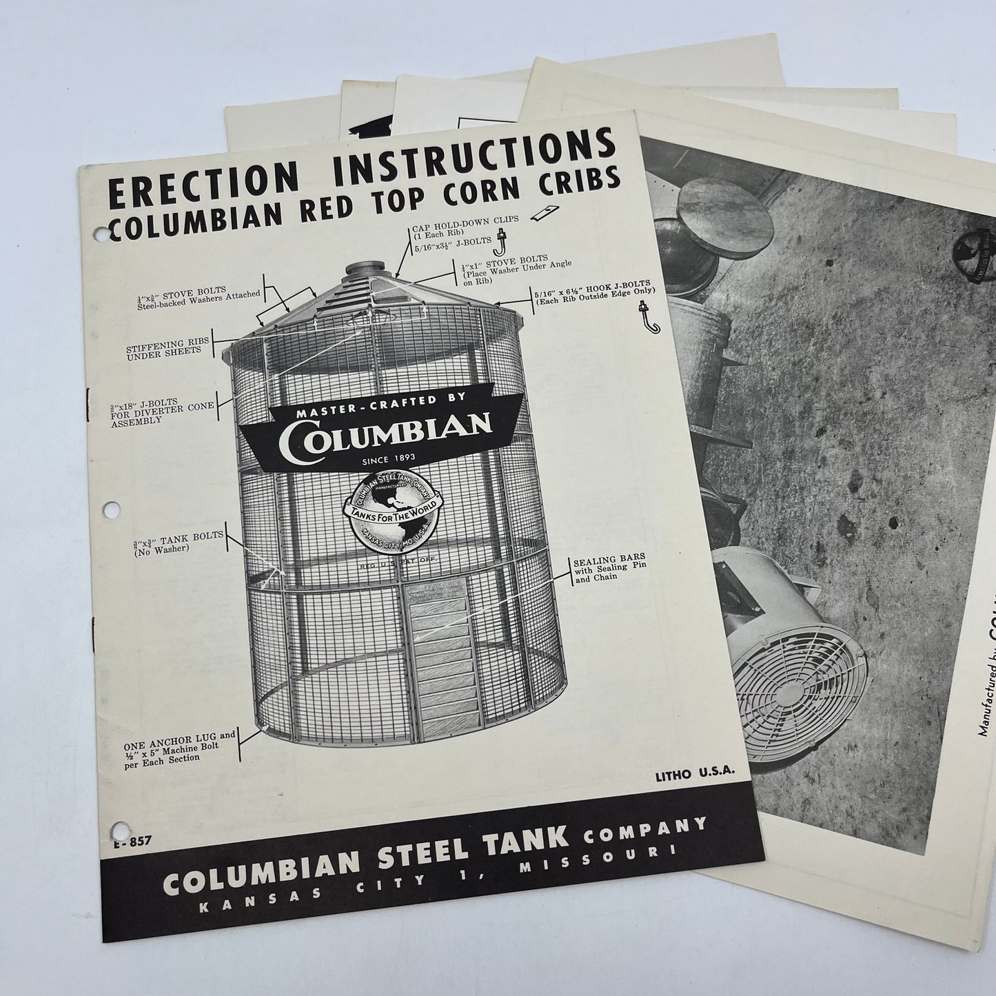 1950s Columbian Red Top Corn Cribs Manual Assembly Instructions L4-2