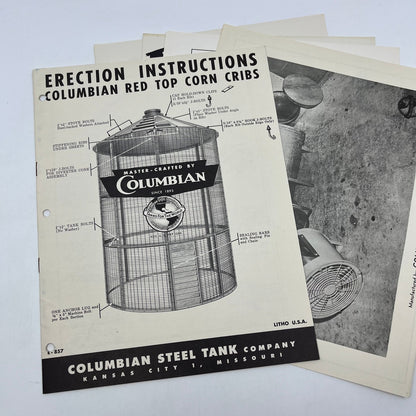 1950s Columbian Red Top Corn Cribs Manual Assembly Instructions L4-2