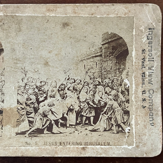 Crucifixion Series - Jesus Entering Jerusalem Antique Stereoview Card H2-5