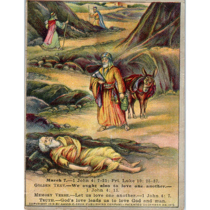 1920 Christian GERMAN Lesson Picture Card We Ought Also to Love One Another SE5