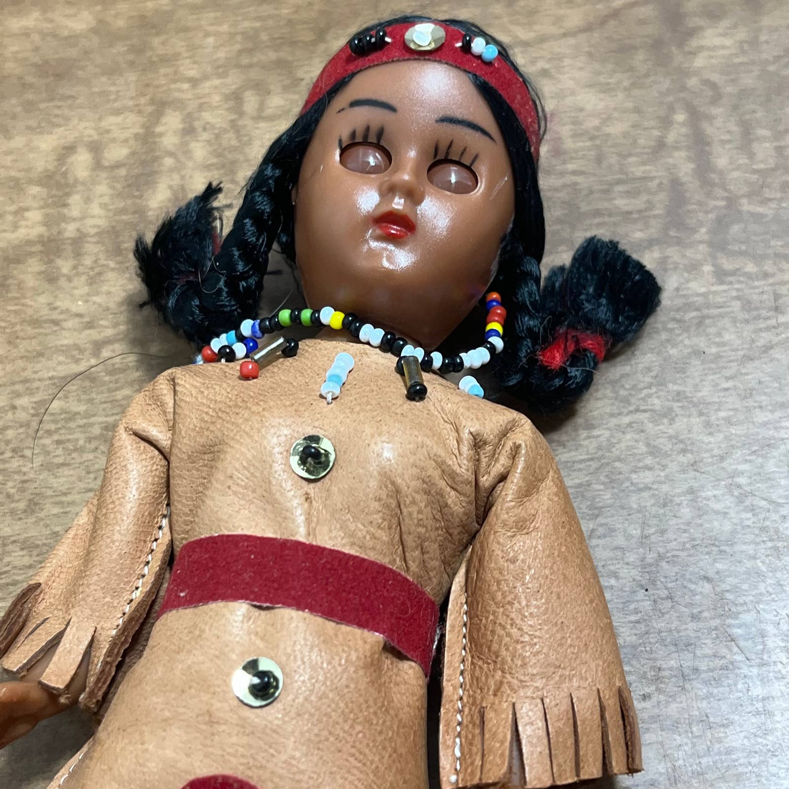 Vintage Carlson Doll Native American Doll Articulated With Sleepy