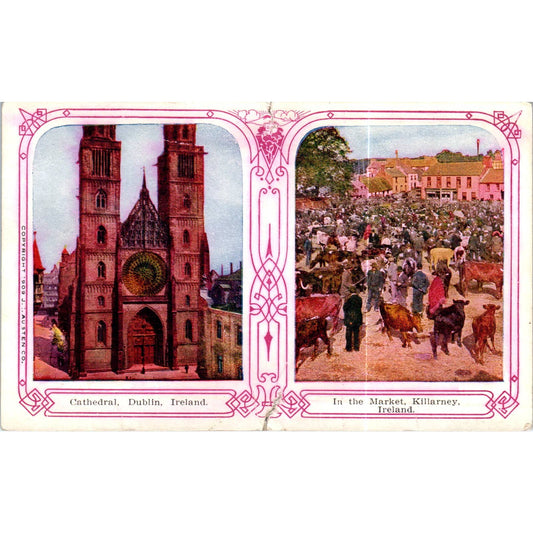 Dublin Cathedral Killarney Market Ireland 1909 Original Postcard TK1-P18