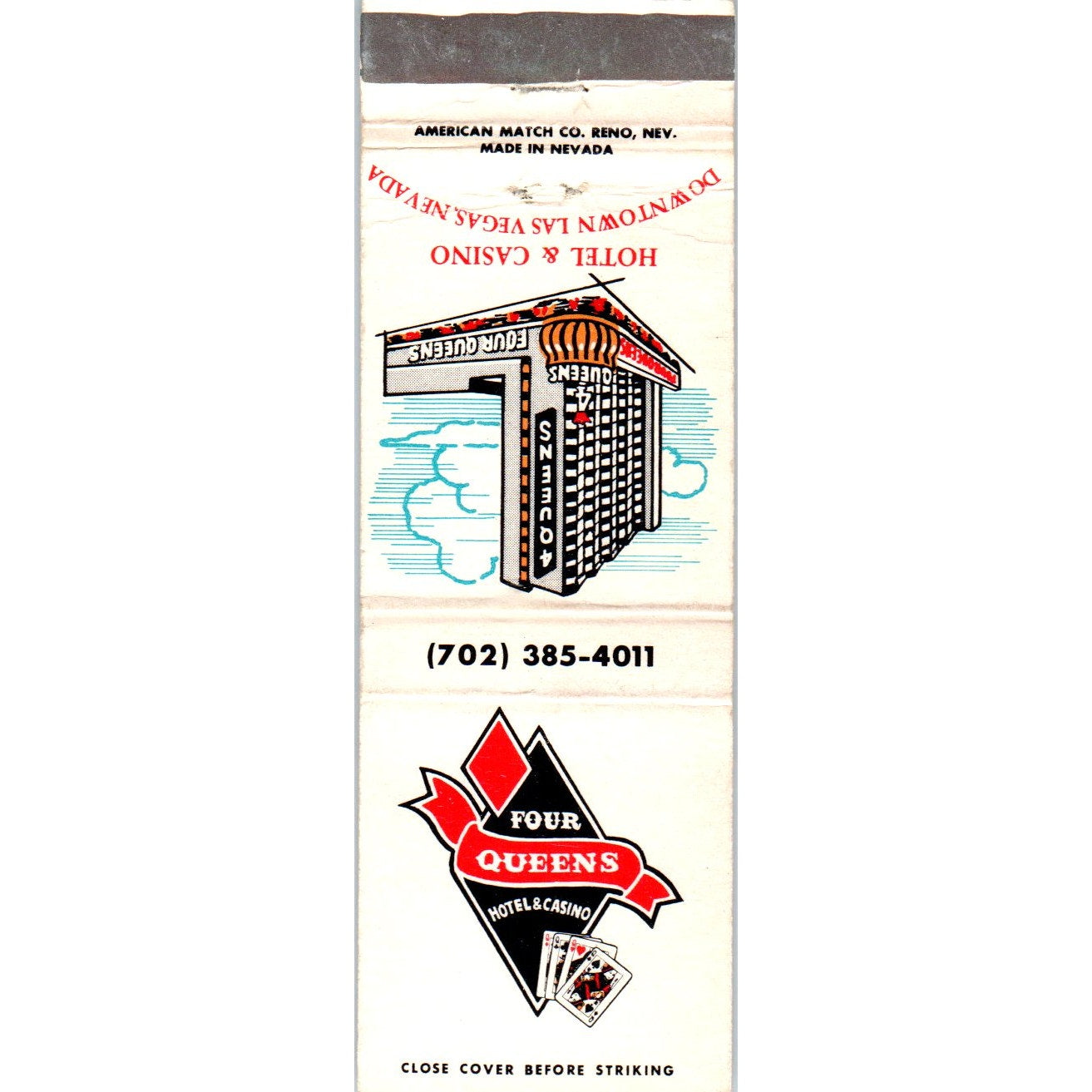 Four Queens Hotel & Casino Las Vegas NV Advertising Matchbook Cover MM9-8