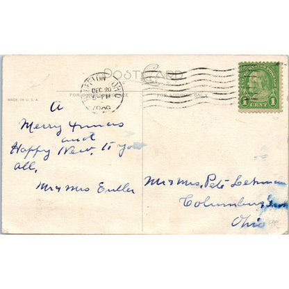 Thanksgiving Woman Carrying Turkey 1929 Original Postcard TK1-22