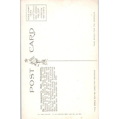 Antique Postcard Carpenter's Hall Philadelphia PA TD9-P1