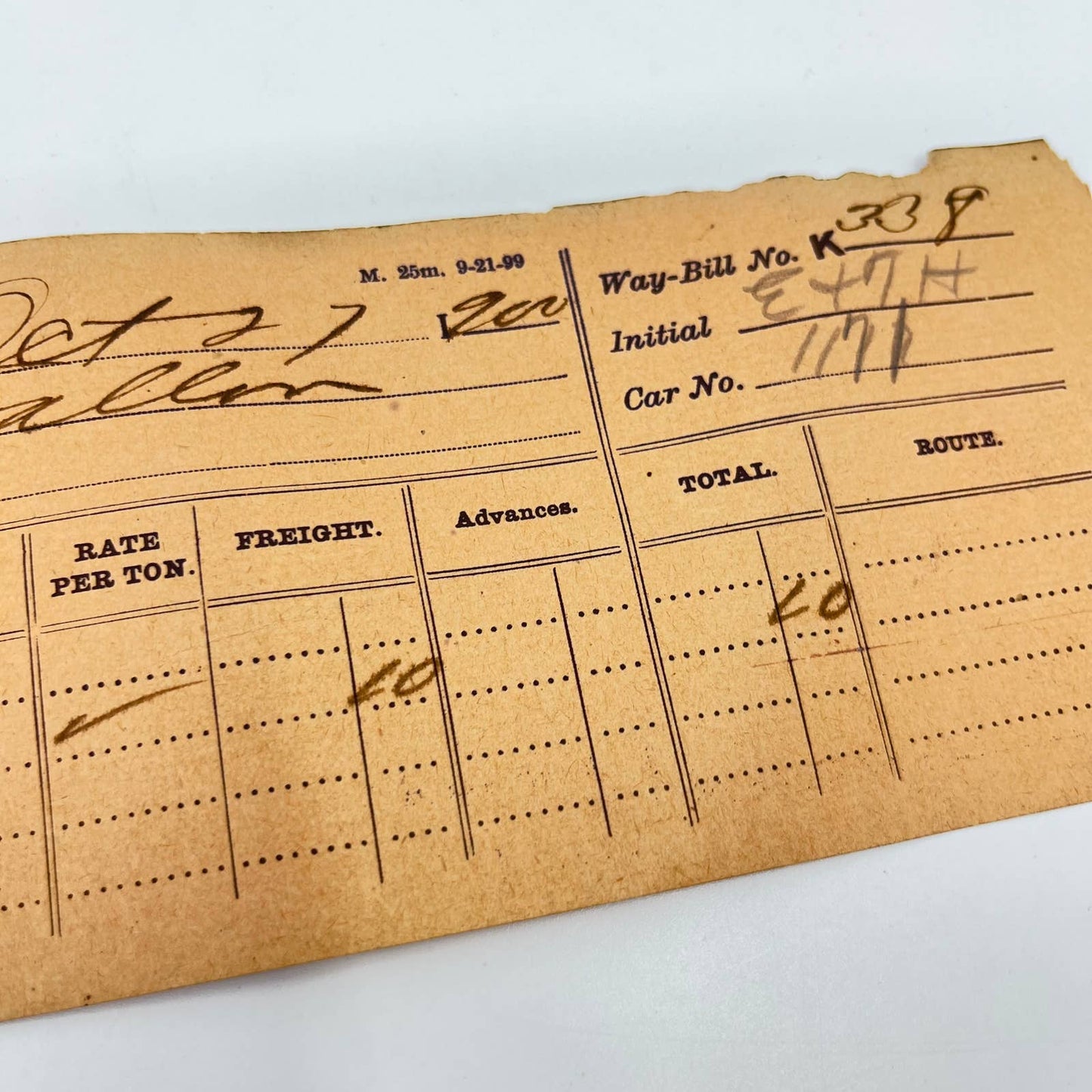 1900 B&O Southwestern Railroad RR Train Company Freight Way-Bill AB2