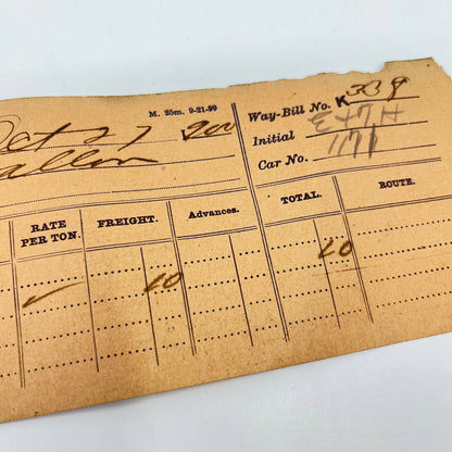 1900 B&O Southwestern Railroad RR Train Company Freight Way-Bill AB2