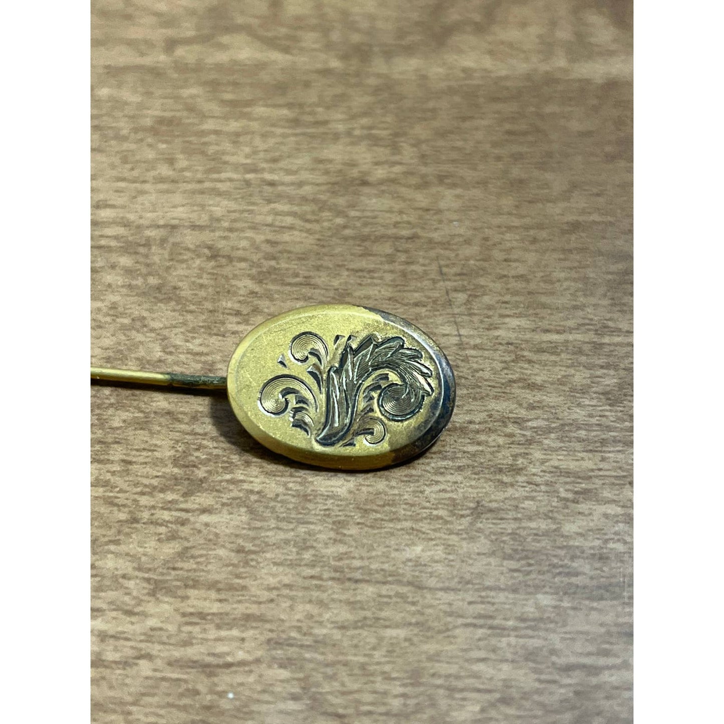 Vintage 1940s Art Nouveau Brass Stick Pin Hat Pin 3” SE1