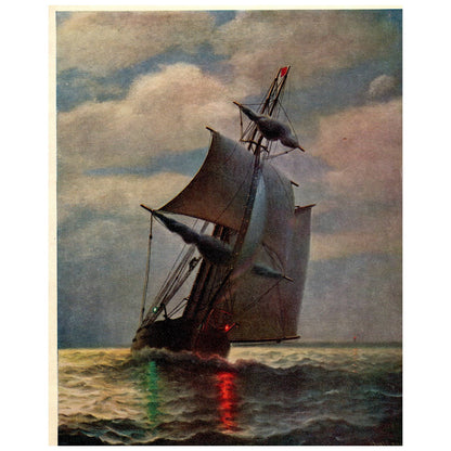 Vintage Original Art Print - Ship in the Night by JAMES GALE TYLER ~8x10" AD1