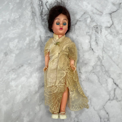 Vintage Celluloid Doll Sleepy eye 1950's 15 Brunette 7.5" TI7