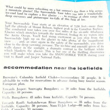 1950s Jasper Snowmobile Tours On the Columbia Ice Fields Travel Brochure AB8