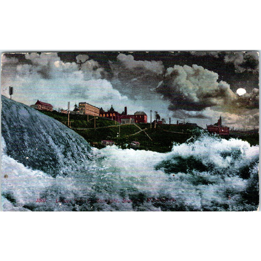 Antique Postcard Lower Falls By Moonlight Spokane Washington TD9-W2