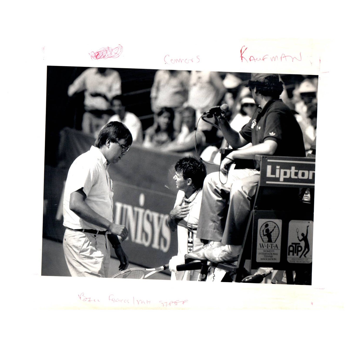 1988 Press Photo Tennis Jimmy Connors Stefan Fransson Richard Kaufman 8x10" AD3
