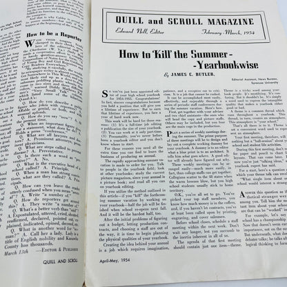 1954 Apr-May Quill and Scroll Newsletter Society High School Journalists V37-4