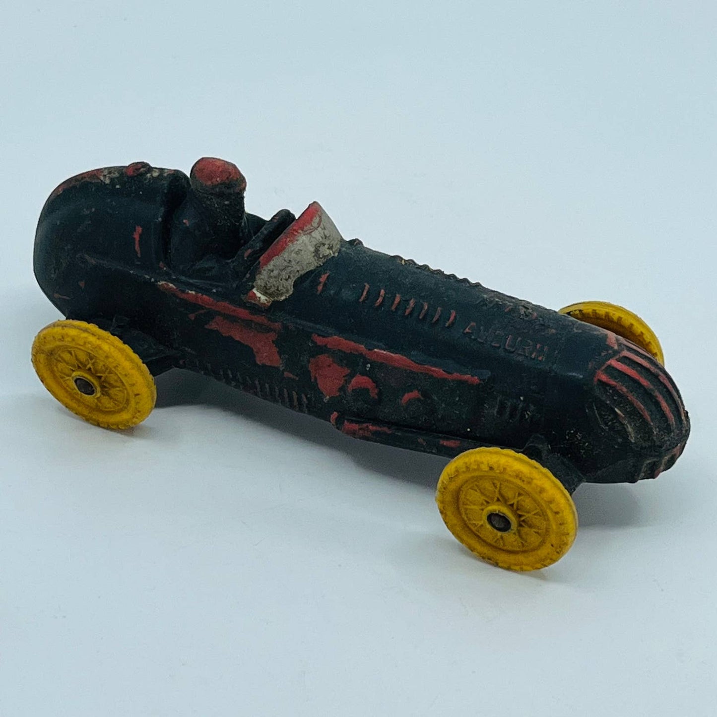 Auburn Rubber Toy Co. 1950s Indy Car Racer Black Red Yellow 6” TB6