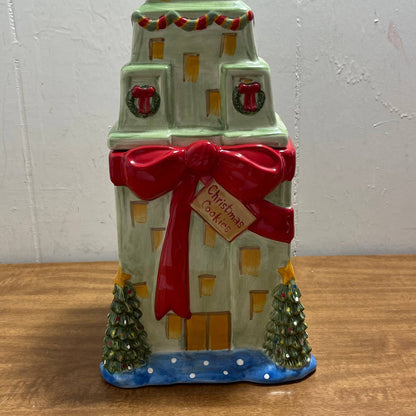 Sango Christmastime In The City Cookie Jar Chuck Fischer Downtown Building TA9