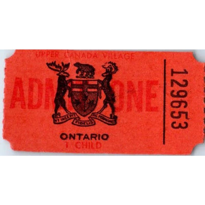Vintage Upper Canada Village Ontario St. Lawrence Parks Commission Ticket SE5-1