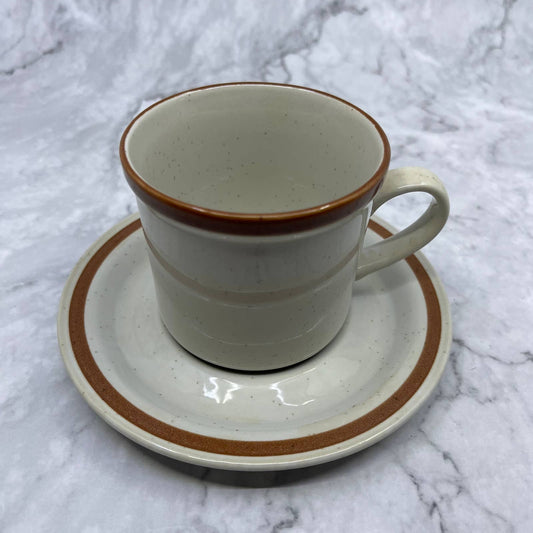Vtg Imperial Stoneware Japan Cup & Saucer H-1000 Countryside TA1