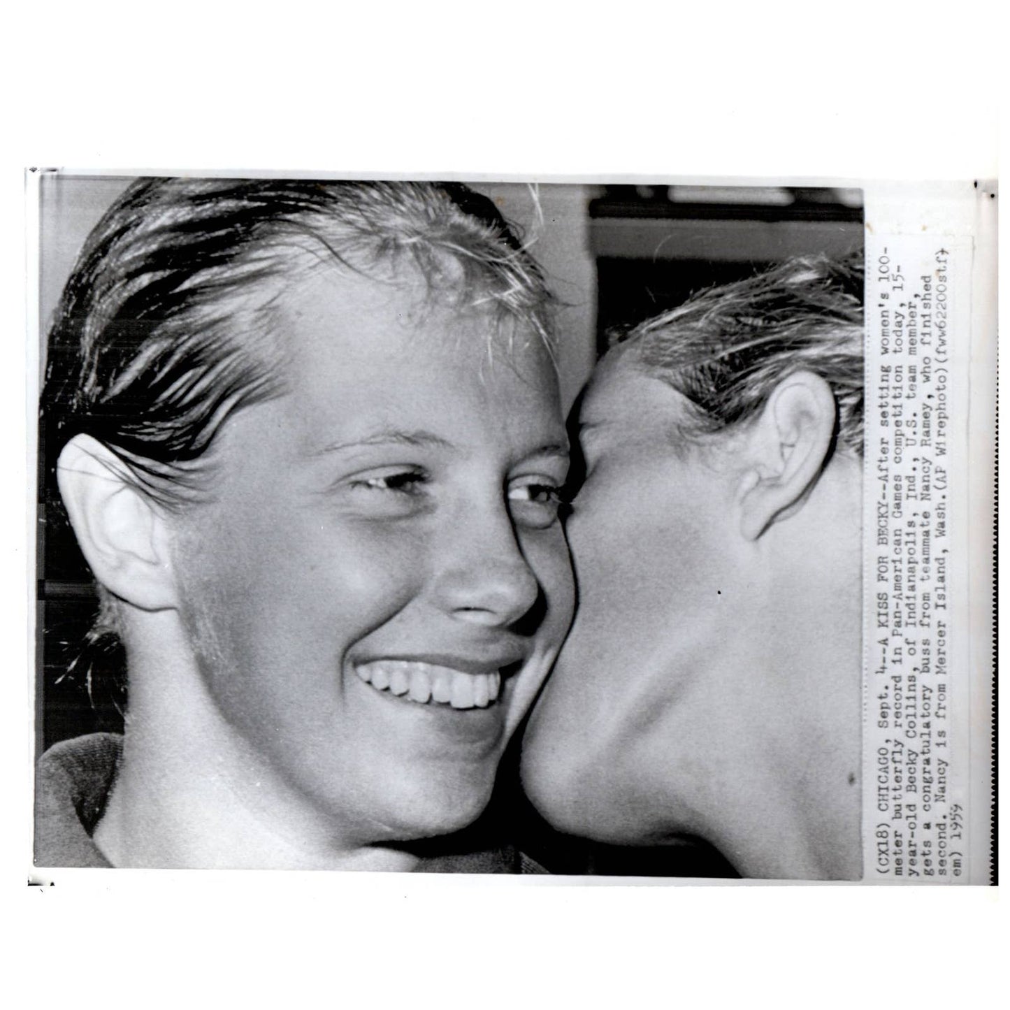 1956 Press Photo Swimmer Butterfly Record Becky Collins Pan American Games AD3
