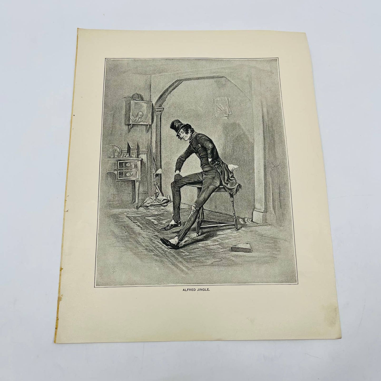 1880s Victorian Art Print Engraving Dickens Pickwick Papers ALFRED TINGLE