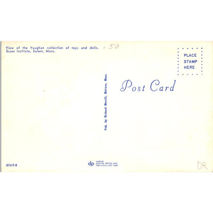 Vaughn Collection of Toys & Dolls Essex Institute Salem MA Original Postcard PB8