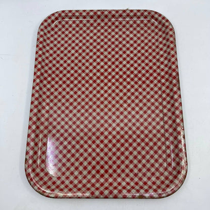 Vintage Set of 4 MCM Plaid Toleware Tin Litho Trays 10.5 x 13.5” TI5-2