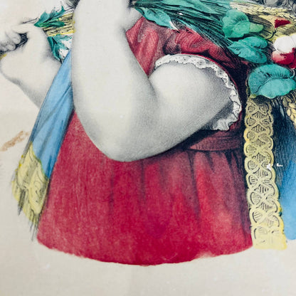 c1850 Antique Hand-Colored Currier & Ives Lithograph "Little Daisy" 11 x 14 FL1