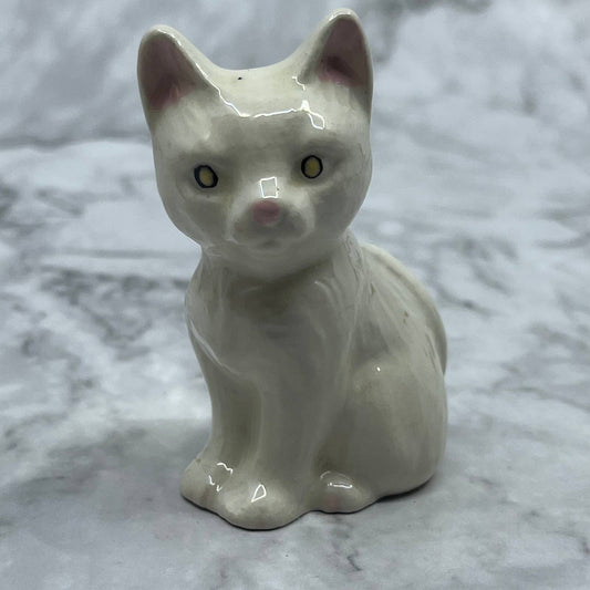 Vintage MCM Hand Painted White Kitty Cat Bone China Figurine 2.5” SE1