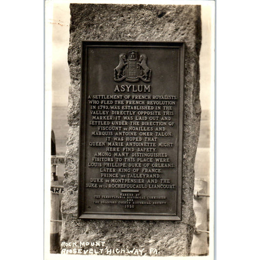 Vintage Postcard RPPC Asylum Rock Mount Roosevelt Highway PA TD8-P2