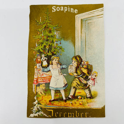 1880s Victorian Trade Card Soapine December Christmas Early Santa AA2