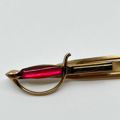 VTG Swank Gold Tone and Red Scimitar Sword Tie Bar Tie Clip Tie Pin SC3